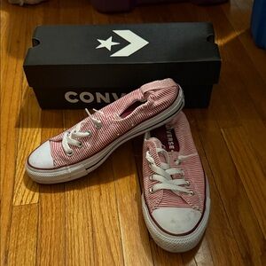Converse Red and White Striped Sneakers 8